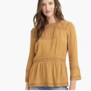 J. Crew Point Sur Mustard Lace Blouse  sz 2